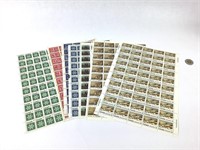 7 feuilles de timbres du Canada, 1970's