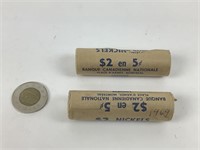 2 rouleaux de 5¢ du Canada, 1969 -NON circulées-