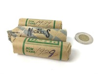 3 rouleaux de 5¢ du Roi Georges V, 1929