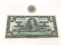 Billet de 1$ Georges VI Banque du Canada, 1937 -