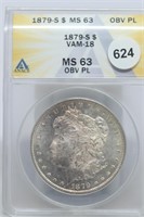 1879-s Morgan Dollar MS 63  vam-18