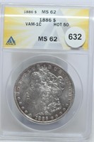 1886 Morgan Dollar MS62 vam-1C