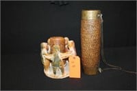 2pc Primitive Storage Container & Pottery Candle