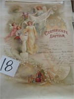 Vintage Certificate of Baptism, February 19 1902