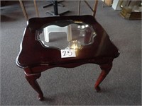 Wooden Side Table with Glass Inlay