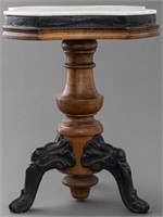 Victorian Marble Top And Cast Iron Side Table