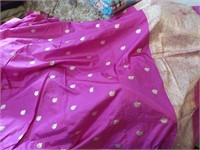 Handmade India pink, gold long table cover 408 x