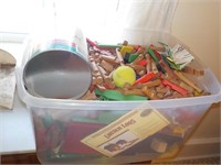 Large tub of Lincoln Logs, Tinker Toys UPSTAIRS