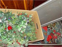 2 Boxes of Vintage plastic Christmas greenery