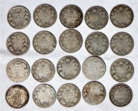 Early 20th Century Quarters and 20 Cent Coin