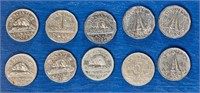 Assorted Canadian Pennies, Nickels, DImes