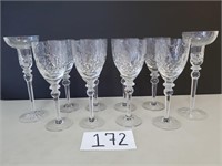 8 Crystal Wine Glasses + 2 Candle Holders (No Ship