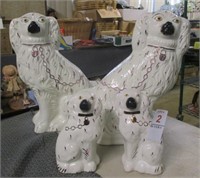 2 LARGE AND 2 SMALL STAFFORDSHIRE DOGS 6" AND 11"