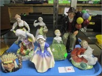 8 ROYAL DOULTON AND DRESDEN FIGURES