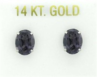 14kt Gold 3.26 Ct Alexandrite Stud Earrings