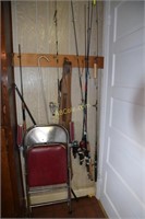 Fishing Rods & Reels, Gun Case and Folding Chair