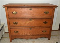 Oak 3 Drawer Chest 38"x16"31"h