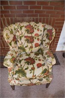 Floral Print Upholstered Wingback Chair