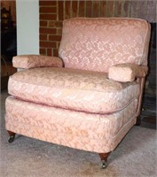 Pink Upholstered Arm Chair on casters