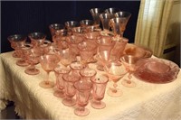Asstd Pcs of Pink Depression Glass