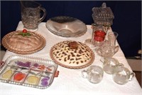 Large Grouping of Glass to include 2 Covered Pie