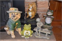 Garden Decor; Dog, 2 Frogs, Squirrel and Girl