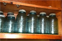 Blue Jars; 11 half gallon, 9 quart
