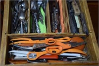 Contents of drawer; Assorted cutlery, knives,