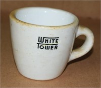 2 White Tower Vintage Coffee Cups and Pitcher