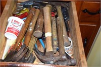 Contents of Drawer to Include Hammers, Tape