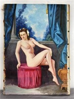 Antique Nude Oil Painting on Canvas