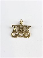 14k Gold "Try God" Pendant