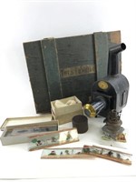 Antique German Magic Lantern w/ Slides & Case