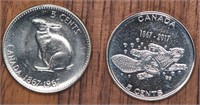 2 Five Cent Canadian Coins