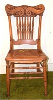 Pressed Back Cane Bottom Oak Chair (matches 1292)