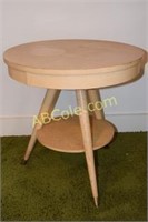 Mid Century Round Blond Wood Table 24.5" tall