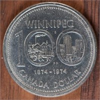 1874 -1974 Winnipeg Canada Silver Dollar