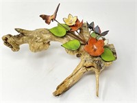 VTG Driftwood w/ Enameled Flowers & Butterfly