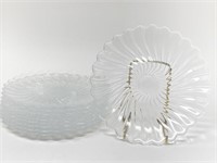 Vintage 7 Inch Scalloped Swirl Glass Plates
