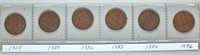 6 x One Cent Canadian Coins (1928-1936)