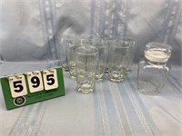 8 Libbey Drinking Glasses & Container