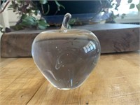 clear glass apple paper weight