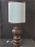 Vintage brown-glazed ceramic lamp