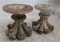 Pair of ornate vintage plaster plant stands