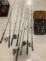 8 - vintage fishing poles with vintage lures
