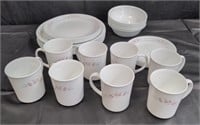 Box of Corelle cups and plates 38 pcs