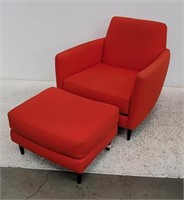 CB2 parlour chair with ottoman