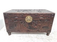 Large carved Chinese wooden storage chest