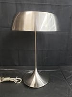 Mid-century-style brushed chrome table lamp