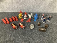 Assorted Fire Toys, Stamps, Badge